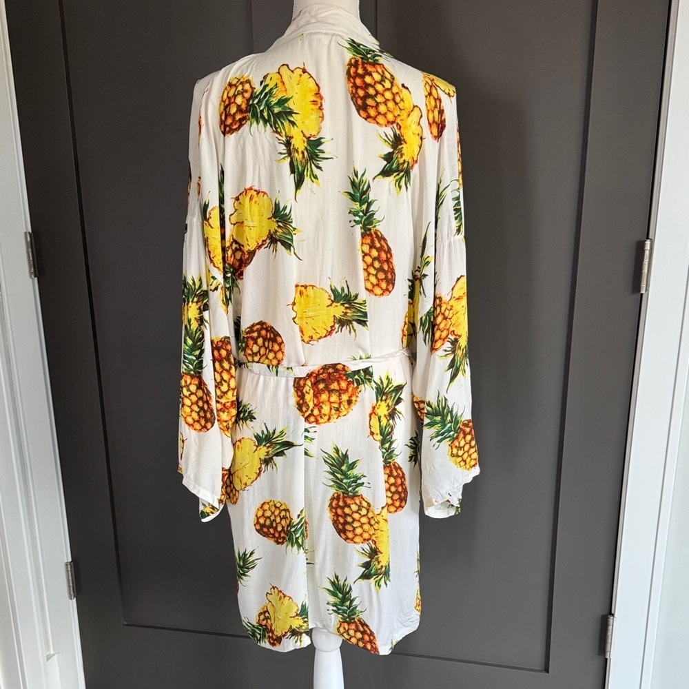 Diamond Stiletto Pineapple Print Kimono Robe Sz L - Picture 4 of 6